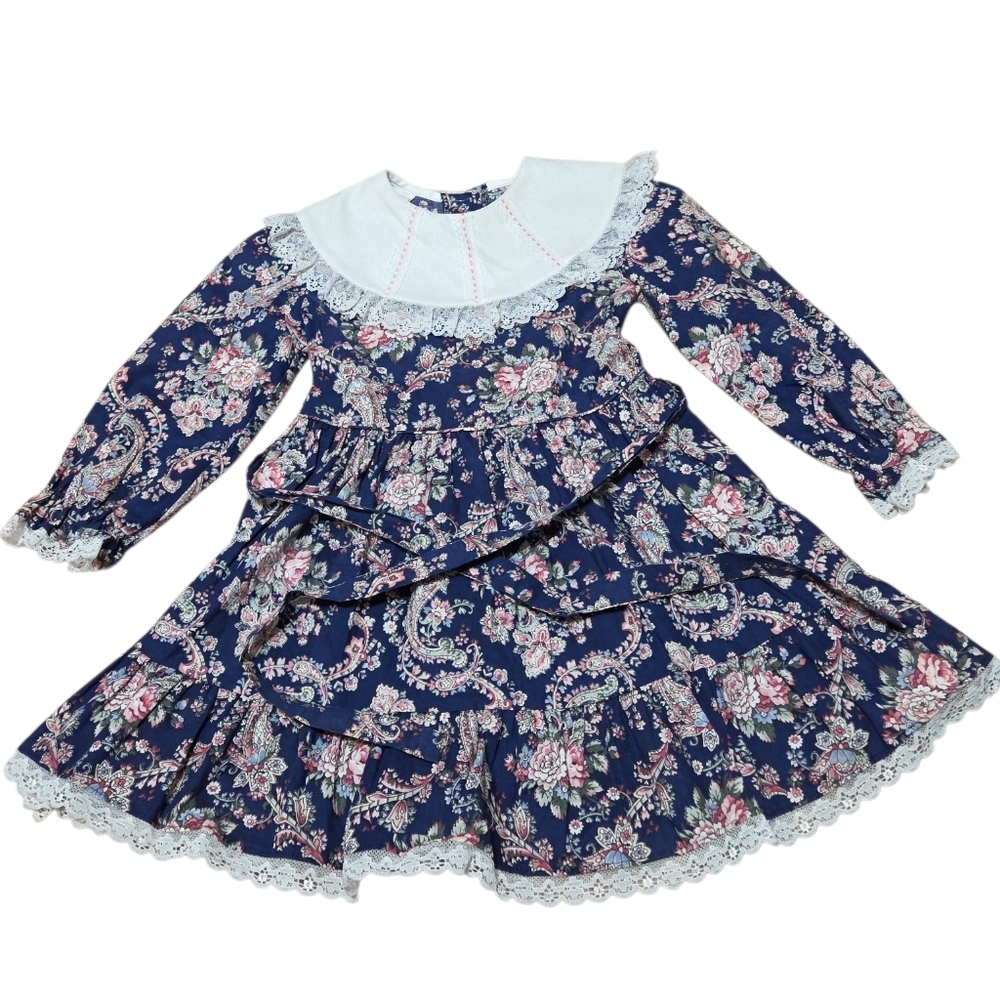 Vintage Dance And Prance 80s Floral Lace Toddler Dress Size 5 Easter Spring‎